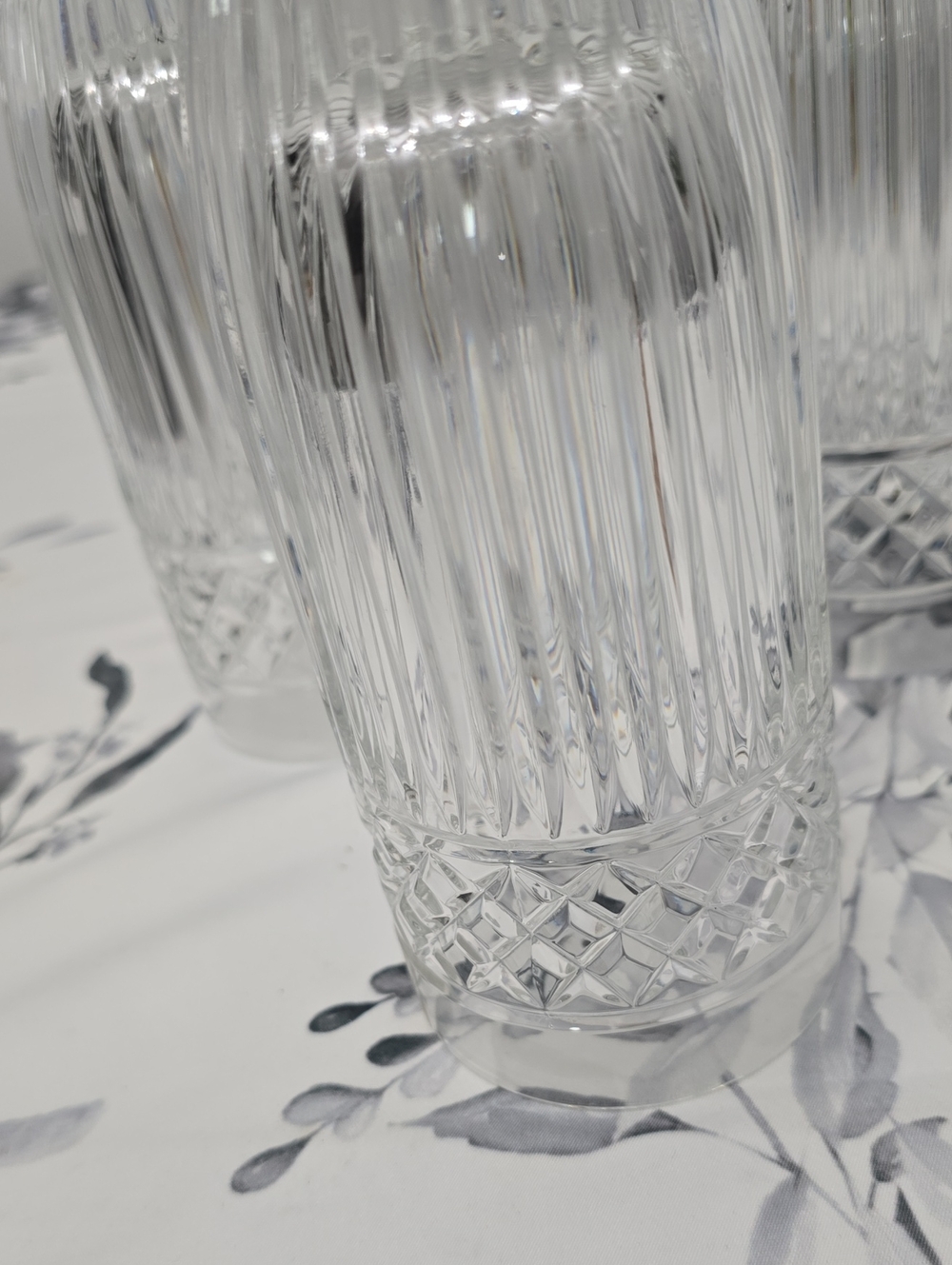 Fifth Avenue LTD Set Of 3 Crystal High Ball Glasses Diamond Rib Czech Republic - Picture 11 of 15